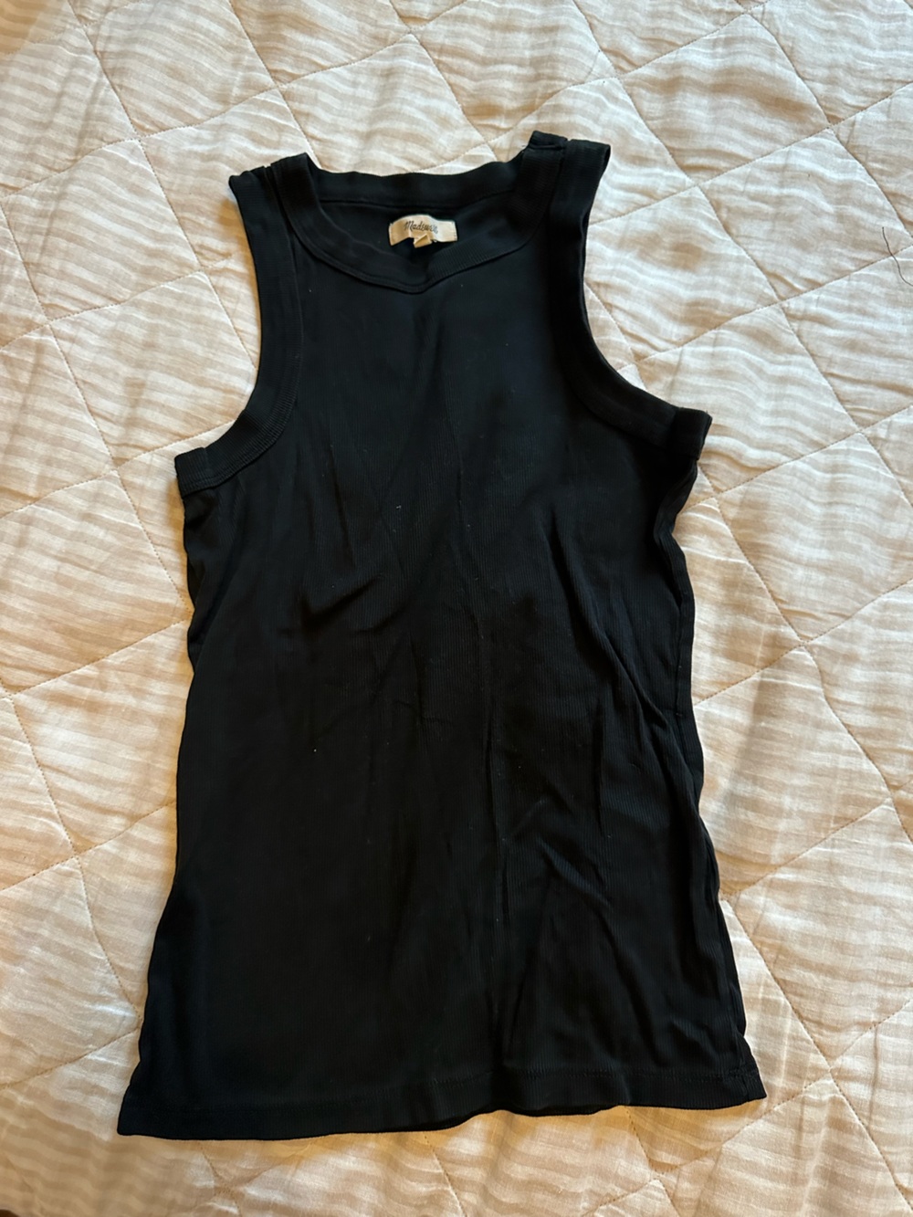 Madewell Women's Black Ribbed Tank Top — Sleeveless Everyday Essential